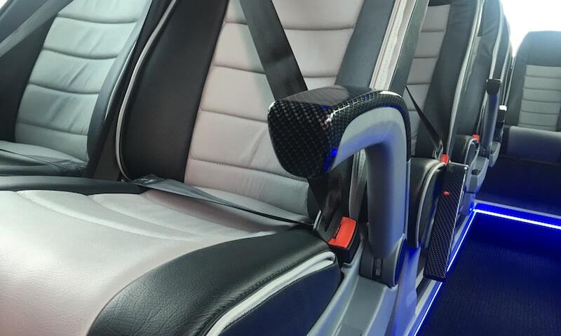 seatbelts in luxury minibus